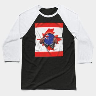 New Zealand Flag Canadian Flag Ripped - Gift for New Zealander From New Zealand Baseball T-Shirt